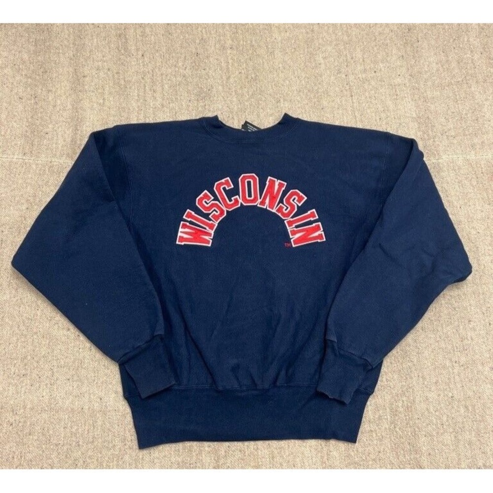 Vintage Wisconsin Sweatshirt Mens XL Blue 1990s Silver Series Flatland